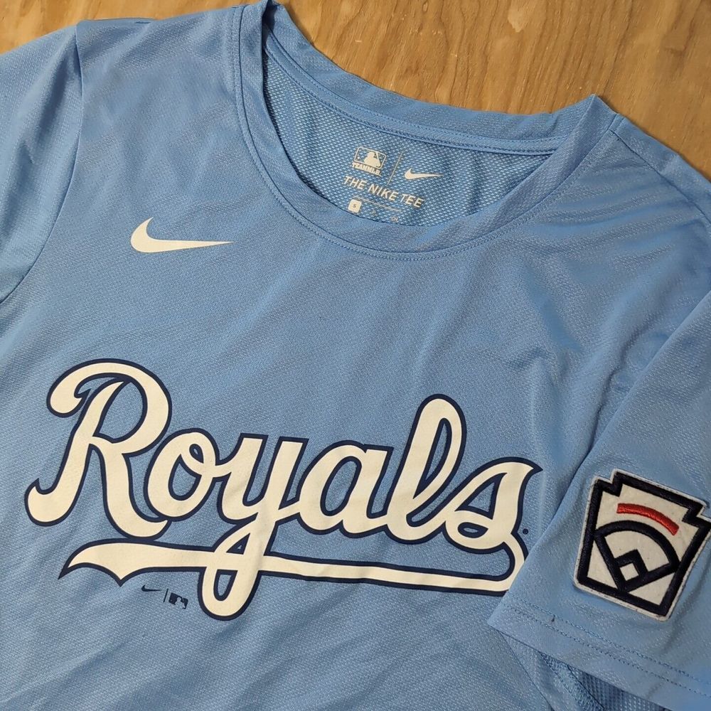 Nike Kansas City Royals T Shirt Mens Size Sm Baby Blue Diamond Logo Disco Sports